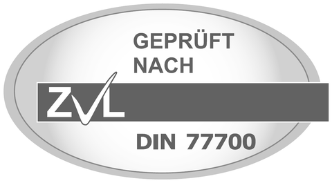 ZVL-Siegel: Geprüft nach DIN 77700