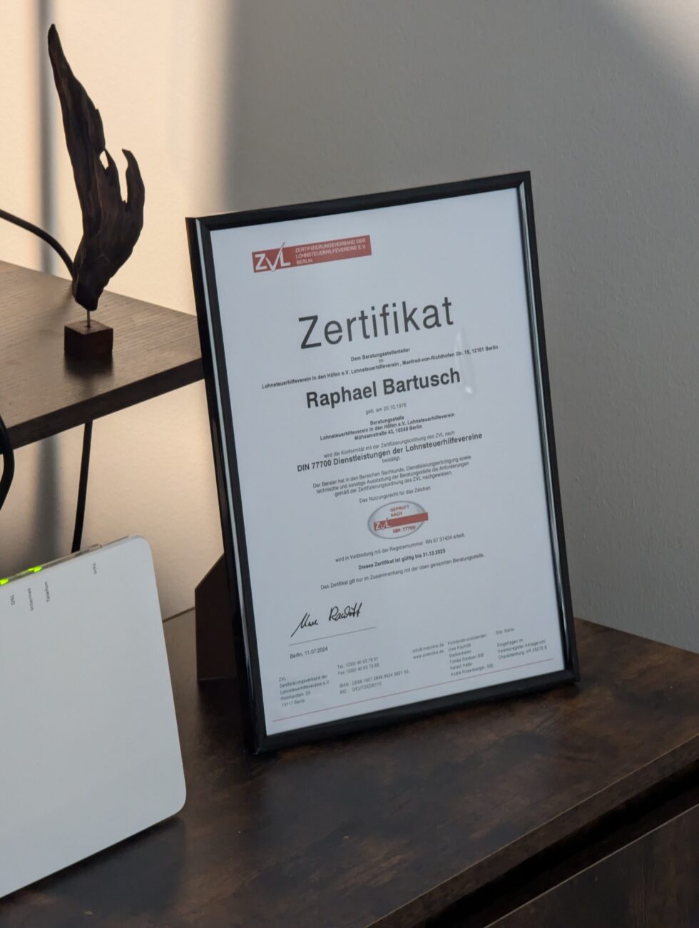 ZVL-Zertifikat nach DIN 77700